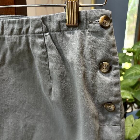 Eddie Bauer Long A-Line 100% Cotton Khaki Skirt w/ Tortoise Buttons size 8 - Picture 3 of 8